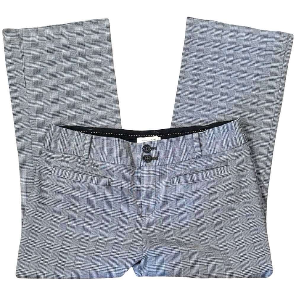 Anthropologie Plaid The essential flare Cropped pant womens 8
